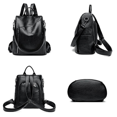 2024 New Women's Anti theft Backpack Large Capacity Female Single Shoulder Bag High Quality Soft Leather School Student Bookpack 2