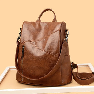 2024 New Women's Anti theft Backpack Large Capacity Female Single Shoulder Bag High Quality Soft Leather School Student Bookpack 3