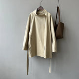 2025 Women Autumn Khaki Trench Coat Stand Collar Women Loose Style Coat With Belt Casaco Feminino New Trench Femme 1