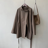 2025 Women Autumn Khaki Trench Coat Stand Collar Women Loose Style Coat With Belt Casaco Feminino New Trench Femme 6