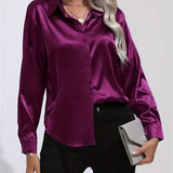 Alison Satin Blouse | Elegant Button Down Shirt for Women 10