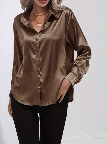 Alison Satin Blouse | Elegant Button Down Shirt for Women 16