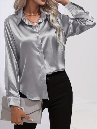 Alison Satin Blouse | Elegant Button Down Shirt for Women 24