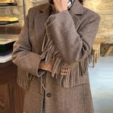 Autumn Bomber Coat – Stylish Woolen Blazer with Tassels 4