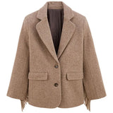 Autumn Bomber Coat – Stylish Woolen Blazer with Tassels 6