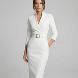 Autumn Elegance Midi Dress – Flattering Waist Design for Chic Cocktail Gatherings 1