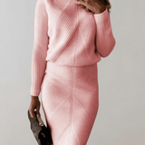 Autumn Knit Two-Piece Set With Turtleneck Sweater And Slim Skirt 2