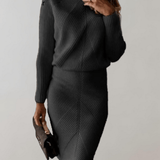 Autumn Knit Two-Piece Set With Turtleneck Sweater And Slim Skirt 8