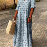 Autumn Vintage Long Dress – Flattering V-Neck Design for Effortless Style 4