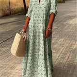 Autumn Vintage Long Dress – Flattering V-Neck Design for Effortless Style 5