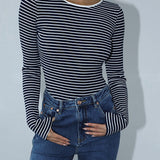 Open Back Stripe Long Sleeve Bodysuit 2
