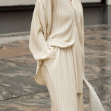 Oversized Leisure Pleat Pockets Two Piece Pants Set 2