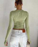 Semi-Sheer Long Sleeve Crop Top 3