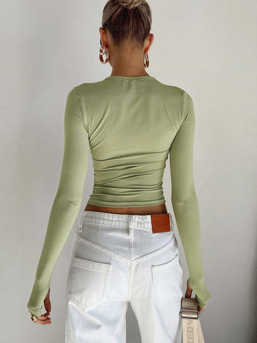 Semi-Sheer Long Sleeve Crop Top 3