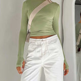 Semi-Sheer Long Sleeve Crop Top 2