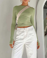 Semi-Sheer Long Sleeve Crop Top 2
