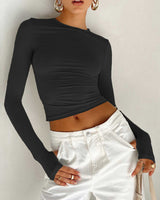 Semi-Sheer Long Sleeve Crop Top 6