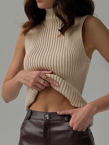Minimalist Mock Neck Rib Tank Top 1