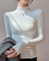 Semi-Sheer Mock Neck Long Sleeve Top 3