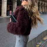 Fuzzy Faux Fur Short Coat-4