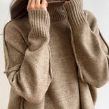 Plain Turtleneck Knit Pants Set 3