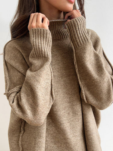Plain Turtleneck Knit Pants Set 3