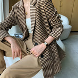 Houndstooth Split Blazer With Belt 3