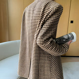 Houndstooth Split Blazer With Belt 4