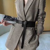 Houndstooth Split Blazer With Belt 5