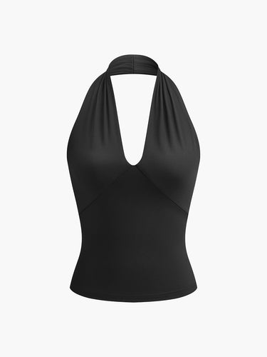 V-Neck Halter Open Back Tank Top 3