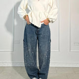 Balloon carpenter shiny denim jeans 0