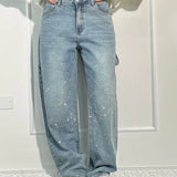 Balloon carpenter shiny denim jeans 4