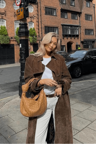 Black Maxi Trench Coat for Women in Vegan Suede – Vintage-Inspired Autumn and Winter Outerwear with Belt 4