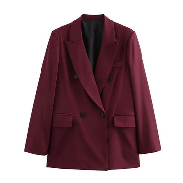 Burgundy Vintage Blazer – Classic Double Breasted Style for Autumn Elegance 0
