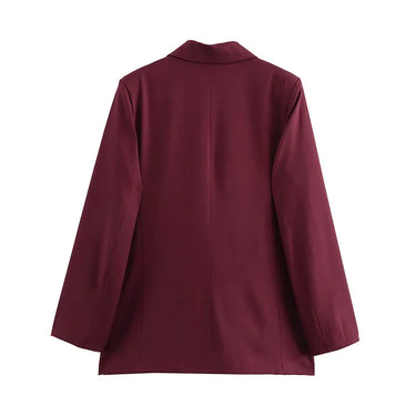 Burgundy Vintage Blazer – Classic Double Breasted Style for Autumn Elegance 1