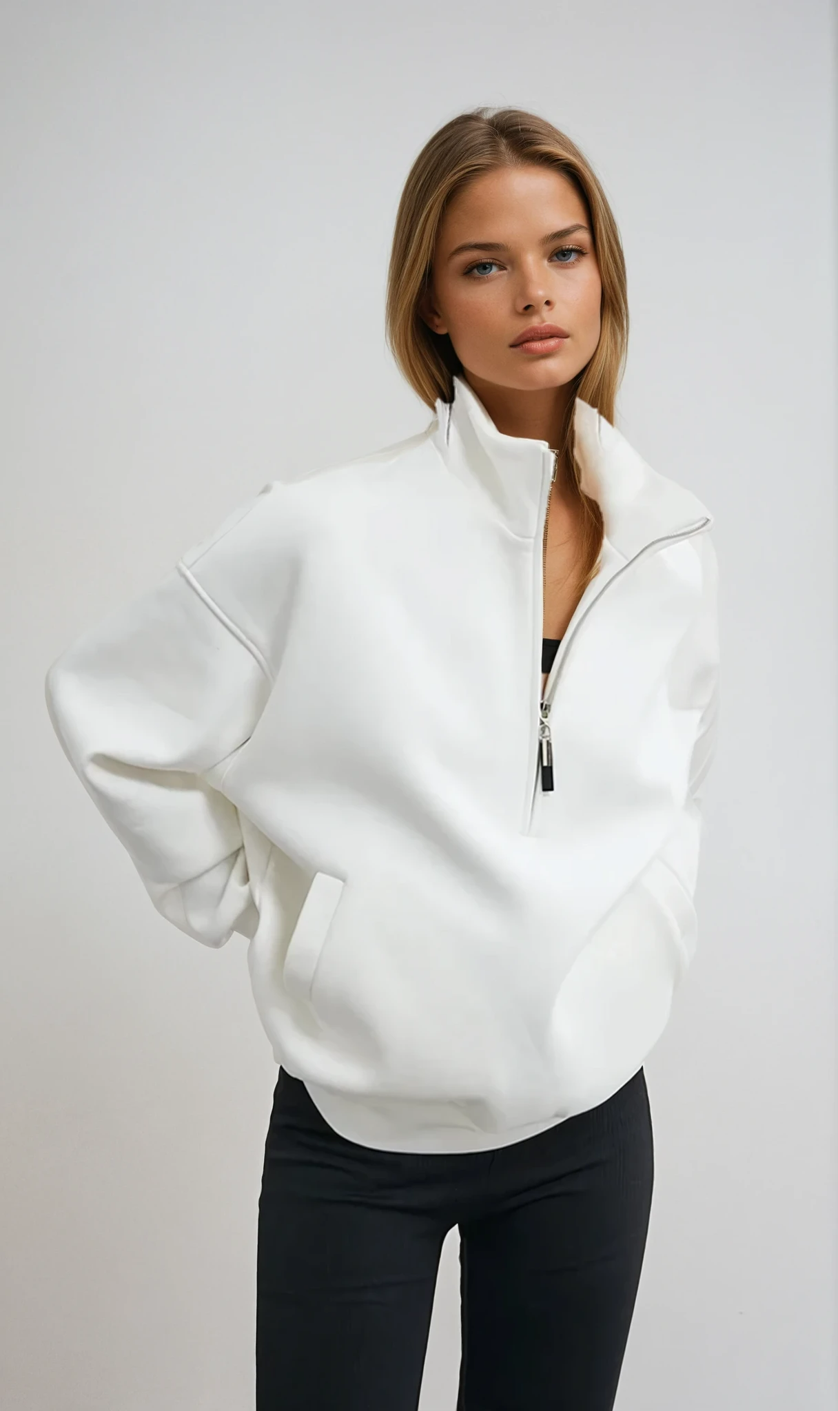 Oversized Half Zip Pullover Hoodie – Zoe Sydney