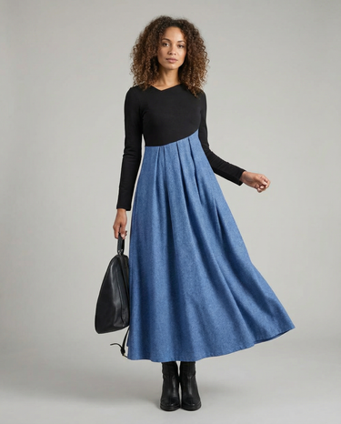 Chic A-Line Dress – Irregular Patchwork Design for Stylish Spring Outings 1