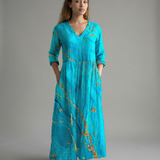 Chic V-Neck Long Sleeve Dress – Unique Spliced Print for Effortless Style 3