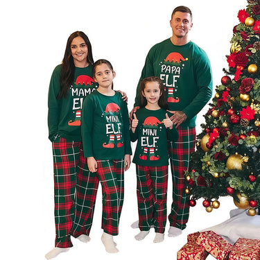 Christmas Family Matching Pajamas Set Letter Print T-Shirt + Vintage Plaid Pants Suit for Mother Father Baby Boys Girls Pajama 0