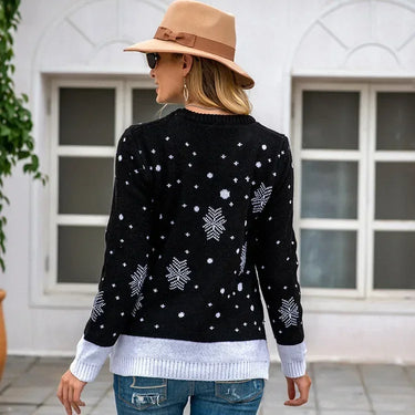 Christmas Printed Loose Jacquard Sweater Women Casual O Neck Full Sleeve Knitted Jumpers Autumn Winter Chic Lady Street Pullover 4