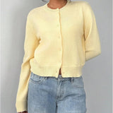 Classic Women Chic Open Front Cardigan Basic Streetwear Button Long Sleeve Soild Color Elegant Sweater 2025 Collection 0