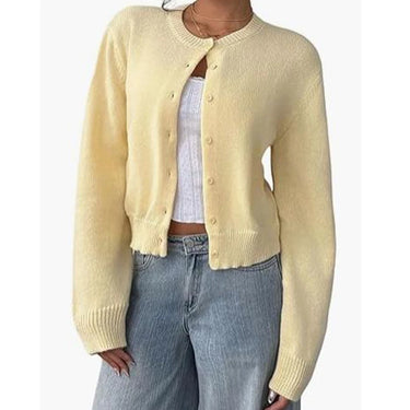 Classic Women Chic Open Front Cardigan Basic Streetwear Button Long Sleeve Soild Color Elegant Sweater 2025 Collection 6