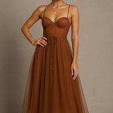 Corset Chiffon Midi Gown 0