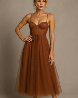 Corset Chiffon Midi Gown 0