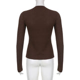 Cotteage Y2K Grunge Knitwear T-shirt Jumpers Vintage Brown Knitted Sweater Tees Women Lace Trim V-neck Full Sleeve Pullovers Top 4