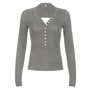 Cotteage Y2K Grunge Knitwear T-shirt Jumpers Vintage Brown Knitted Sweater Tees Women Lace Trim V-neck Full Sleeve Pullovers Top 6