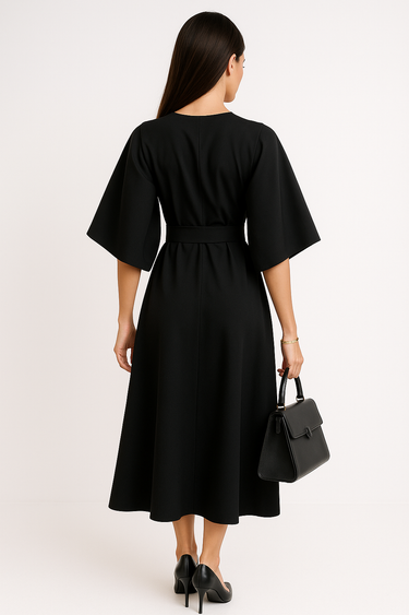 Crew Neck Midi Office Dress 2