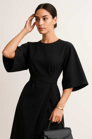 Crew Neck Midi Office Dress 3