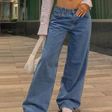 Dark Blue 90s Loose Baggy Boyfriend Jeans with Low Waist 2