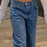 Dark Blue 90s Loose Baggy Boyfriend Jeans with Low Waist 5